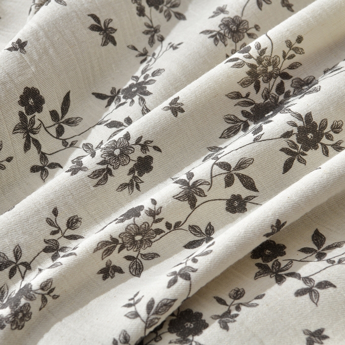 91家纺网 家纺一手货源 找家纺 绘萱家居 2026新款纯棉+麻棉麻全棉印花四件套 枝蔓轻语