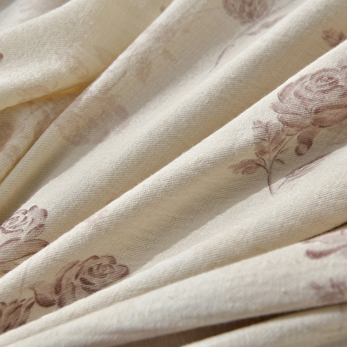 91家纺网 家纺一手货源 找家纺 绘萱家居 2026新款纯棉+麻棉麻全棉印花四件套 晚风玫瑰