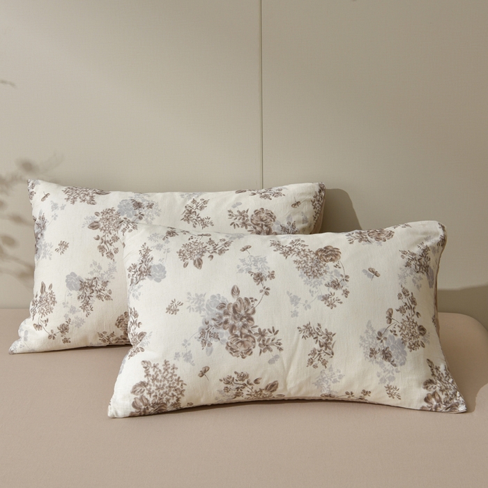 91家纺网 家纺一手货源 找家纺 绘萱家居 2026新款纯棉+麻棉麻全棉印花四件套 洛阳梦回