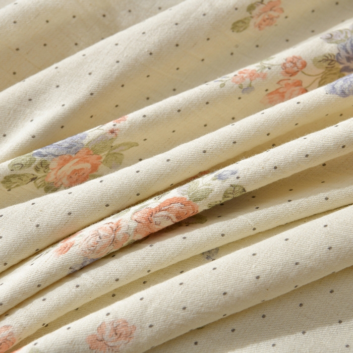 91家纺网 家纺一手货源 找家纺 绘萱家居 2026新款纯棉+麻棉麻全棉印花四件套 花季