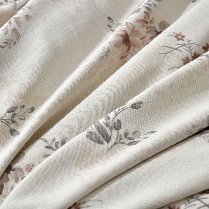 91家纺网 家纺一手货源 找家纺 绘萱家居 2026新款纯棉+麻棉麻全棉印花四件套 粉黛花事