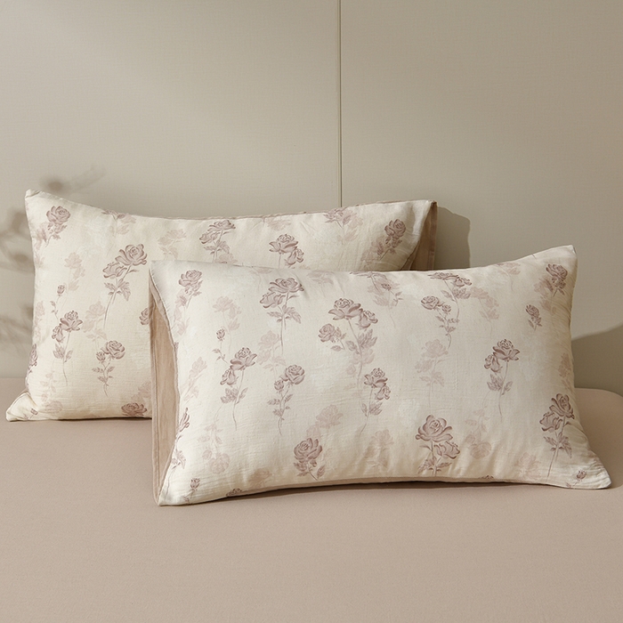 91家纺网 家纺一手货源 找家纺 绘萱家居 2026新款纯棉+麻棉麻全棉印花四件套 晚风玫瑰