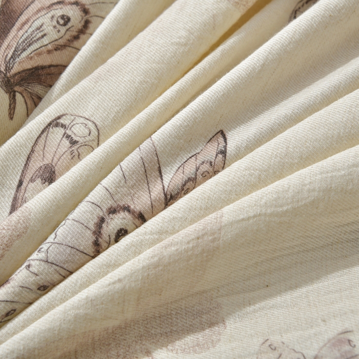 91家纺网 家纺一手货源 找家纺 绘萱家居 2026新款纯棉+麻棉麻全棉印花四件套 蝴蝶舞