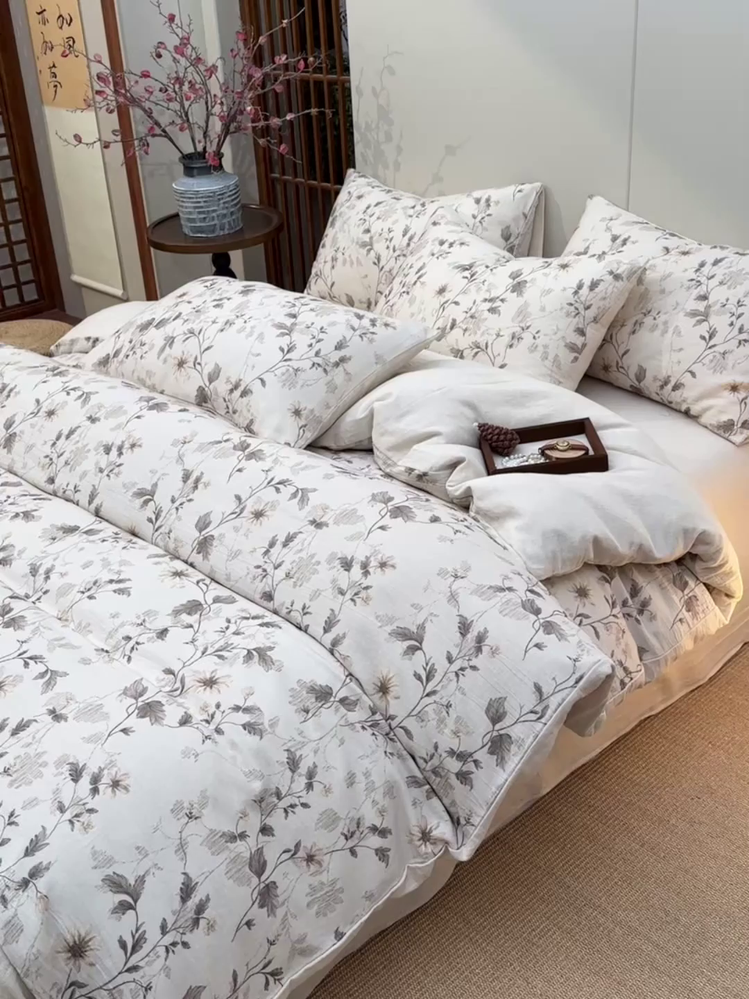 91家纺网 家纺一手货源 找家纺 绘萱家居 2026新款纯棉+麻棉麻全棉印花四件套 棉麻诗话
