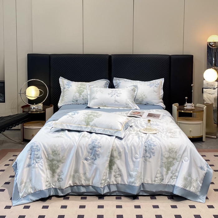 91家纺网 家纺一手货源 找家纺 总-绘萱2026爆款直播印花水洗天丝夏被四件套凉感水洗真丝冰丝夏凉被空调被