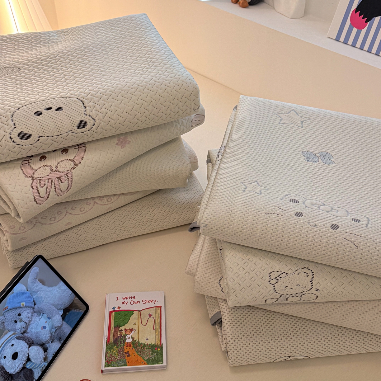 91家纺网 家纺一手货源 找家纺 （总）懒猫家纺 2026春夏新款卡通A类凉豆豆提花凉席席子