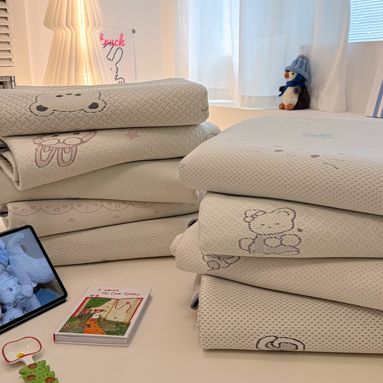 （总）懒猫家纺 2026春夏新款卡通A类凉豆豆提花凉席席子