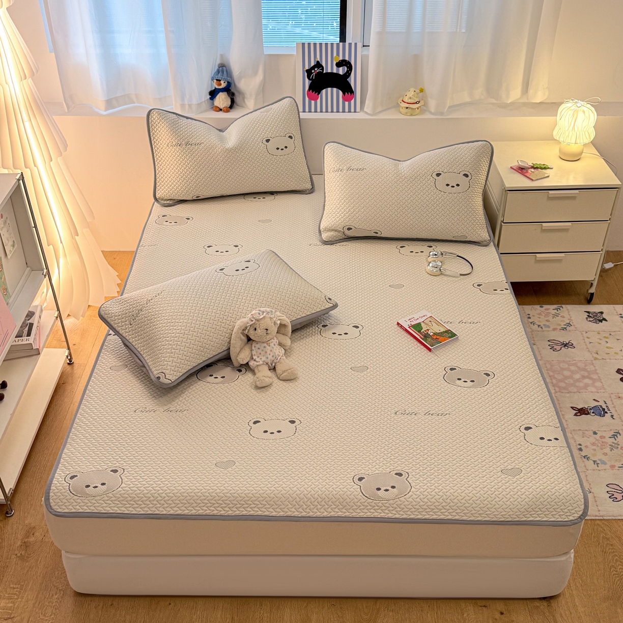 91家纺网 家纺一手货源 找家纺 （总）懒猫家纺 2026春夏新款卡通A类凉豆豆提花凉席席子