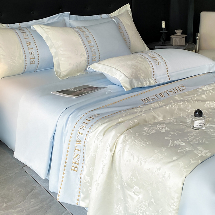 91家纺网 家纺一手货源 找家纺 （总）绘萱家居 2026爆款莱赛冰丝绣花拼接提花水洗天丝夏被四件套水洗真丝夏被夏凉被空调被