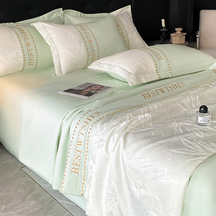 91家纺网 家纺一手货源 找家纺 （总）绘萱家居 2026爆款莱赛冰丝绣花拼接提花水洗天丝夏被四件套水洗真丝夏被夏凉被空调被