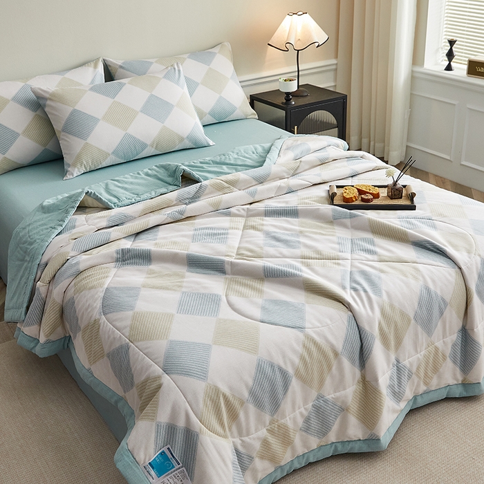 91家纺网 家纺一手货源 找家纺 海洋家纺 2026新款100%里外全棉夏被印花空调被夏凉被薄被子棉花夏被四件套 莫兰迪