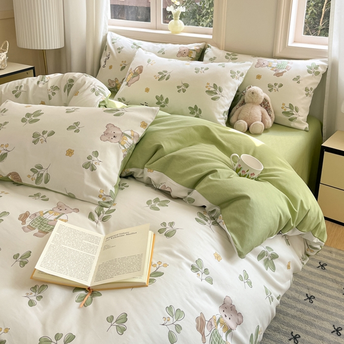 91家纺网 家纺一手货源 找家纺 寐眠 2025新款A类全棉印花四件套 秋实