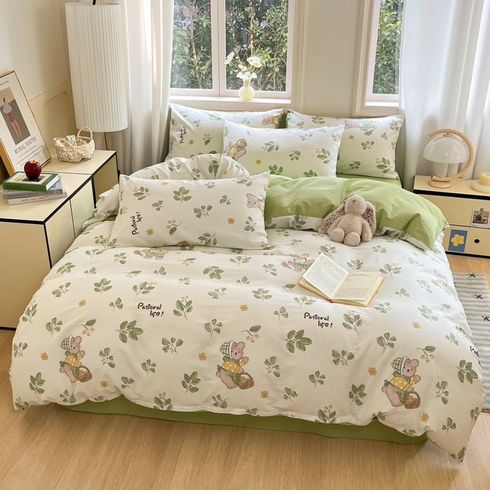 91家纺网 家纺一手货源 找家纺 寐眠 2025新款A类全棉印花四件套 秋实