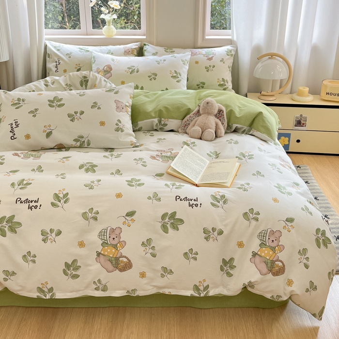 91家纺网 家纺一手货源 找家纺 寐眠 2025新款A类全棉印花四件套 秋实