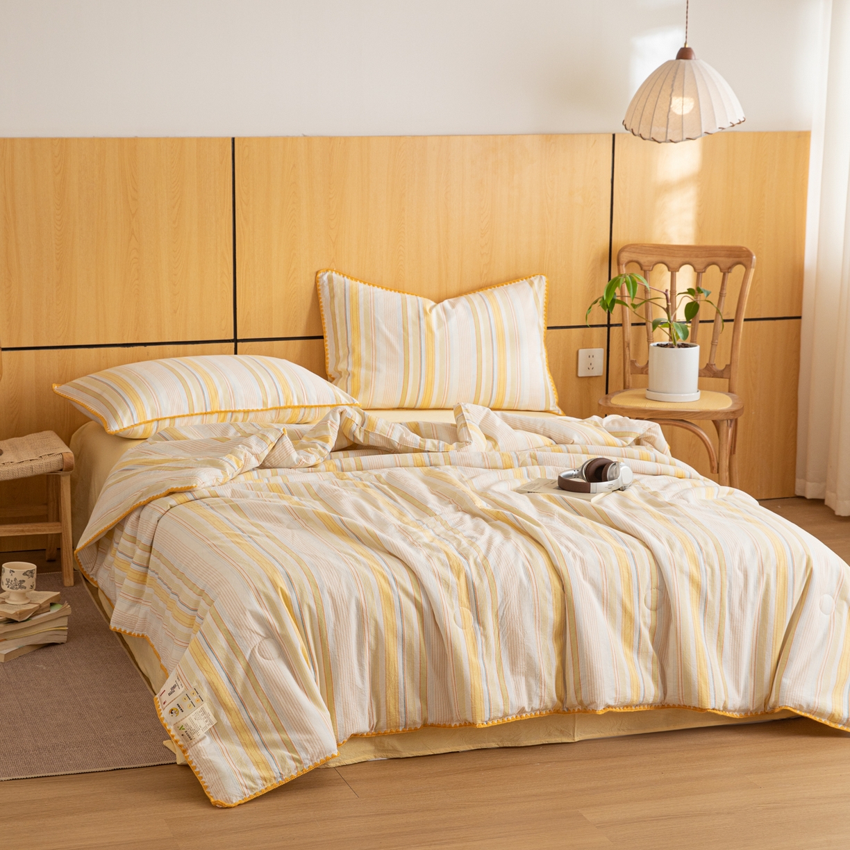 91家纺网 家纺一手货源 找家纺 （总）丽美人家纺 2026新款全棉色织条纹夏被夏凉被空调被