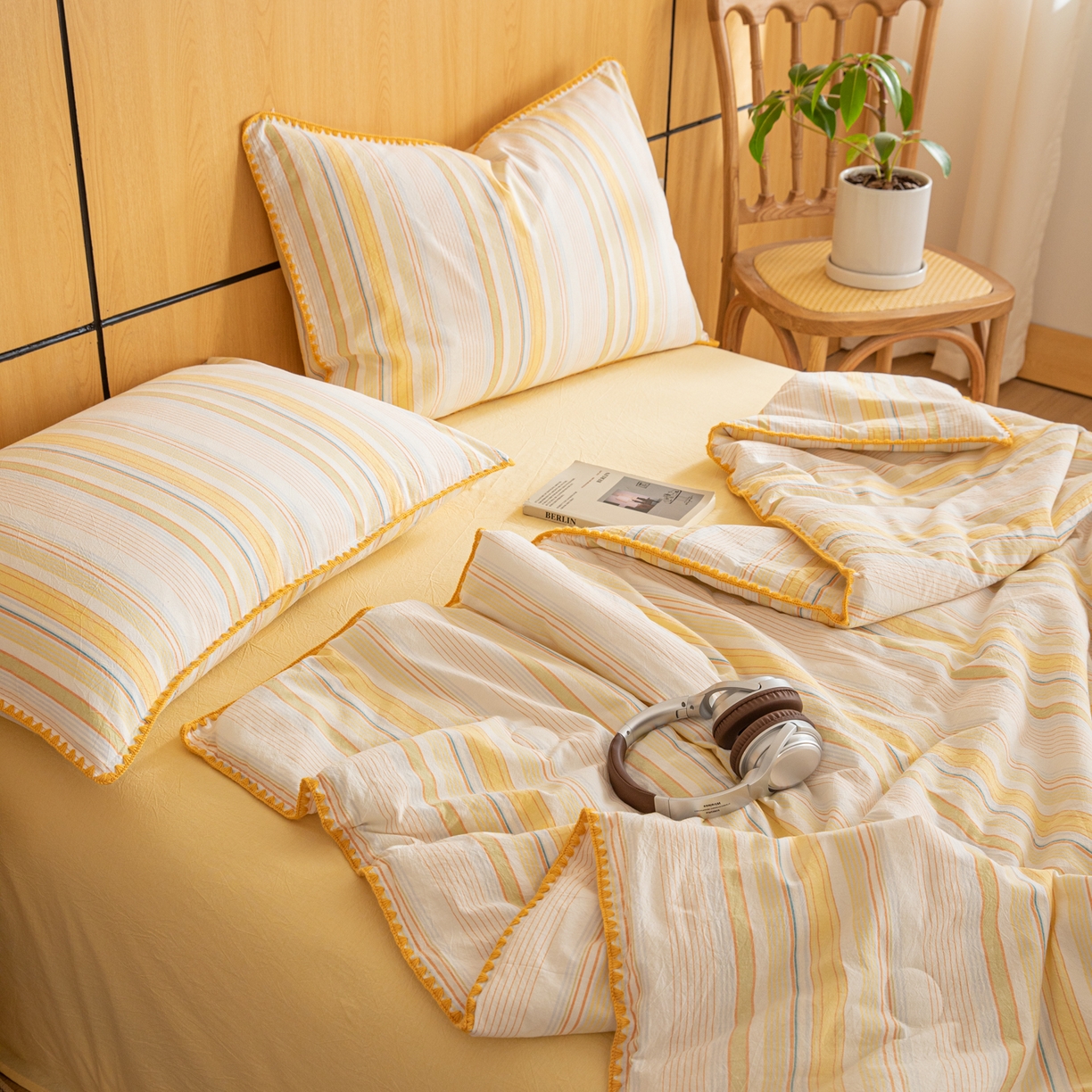 91家纺网 家纺一手货源 找家纺 （总）丽美人家纺 2026新款全棉色织条纹夏被夏凉被空调被