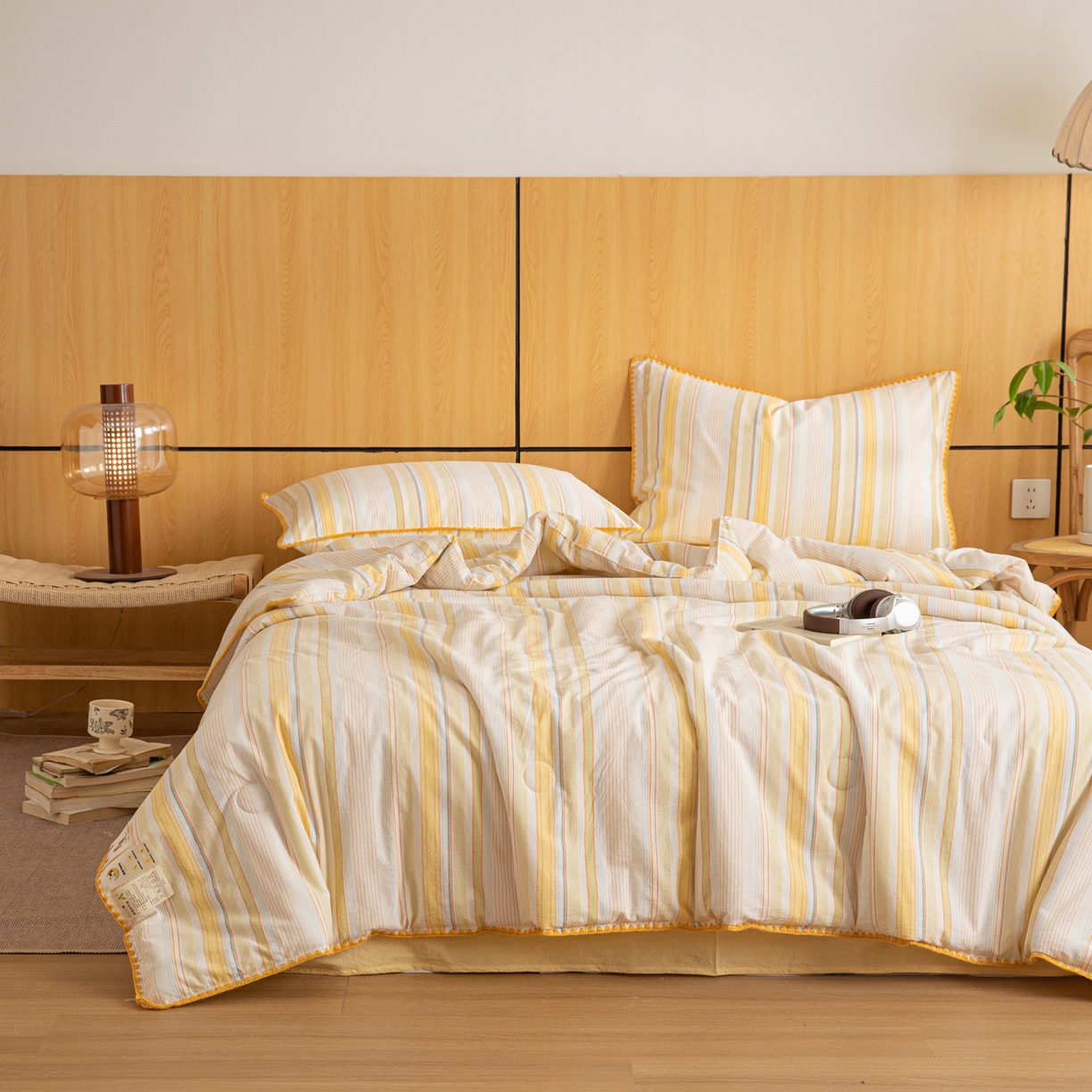 91家纺网 家纺一手货源 找家纺 丽美人家纺 2026新款全棉色织条纹夏被夏凉被空调被 条纹多彩