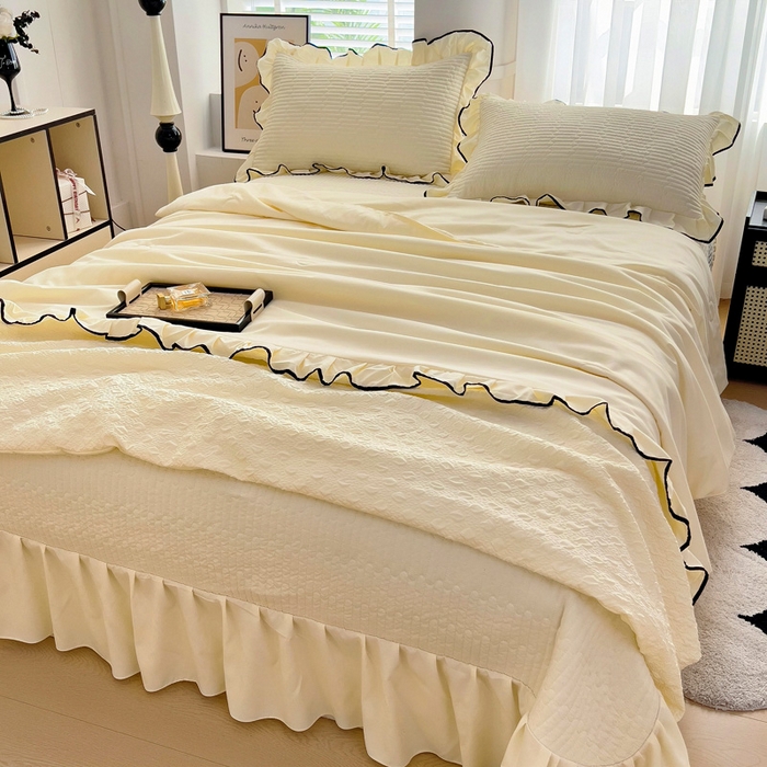 91家纺网 家纺一手货源 找家纺 （总）畅畅家纺 2026春夏新款A类法式花边爱丽莎夏被四件套