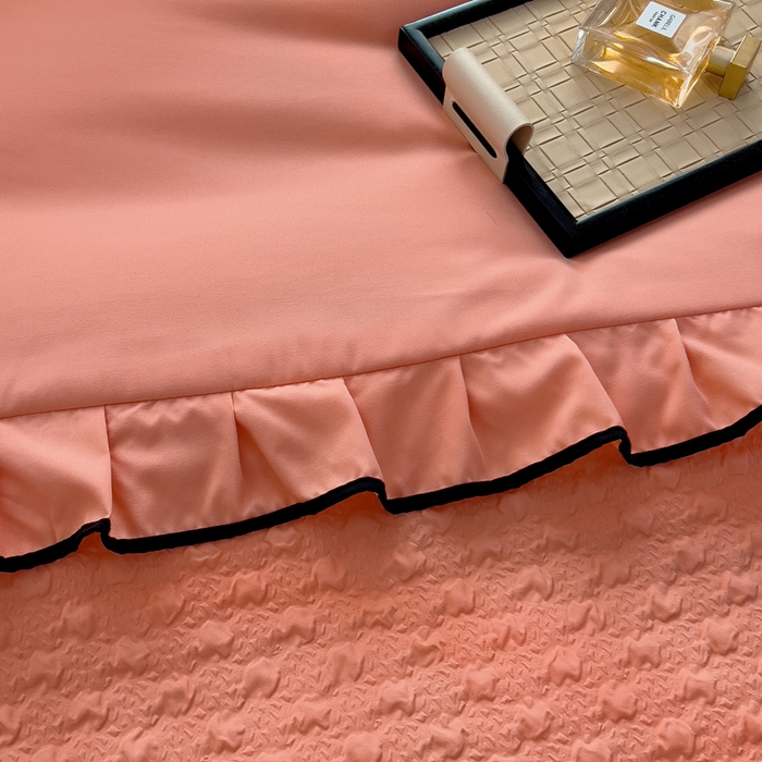 91家纺网 家纺一手货源 找家纺 畅畅家纺 2026春夏新款A类法式花边爱丽莎夏被四件套 爱丽莎-橘粉