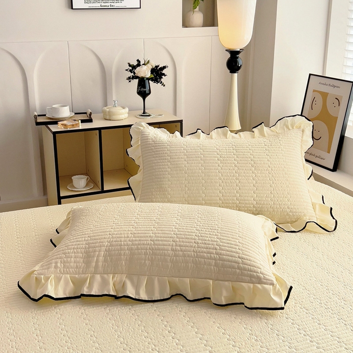 91家纺网 家纺一手货源 找家纺 畅畅家纺 2026春夏新款A类法式花边爱丽莎夏被四件套 爱丽莎-米白