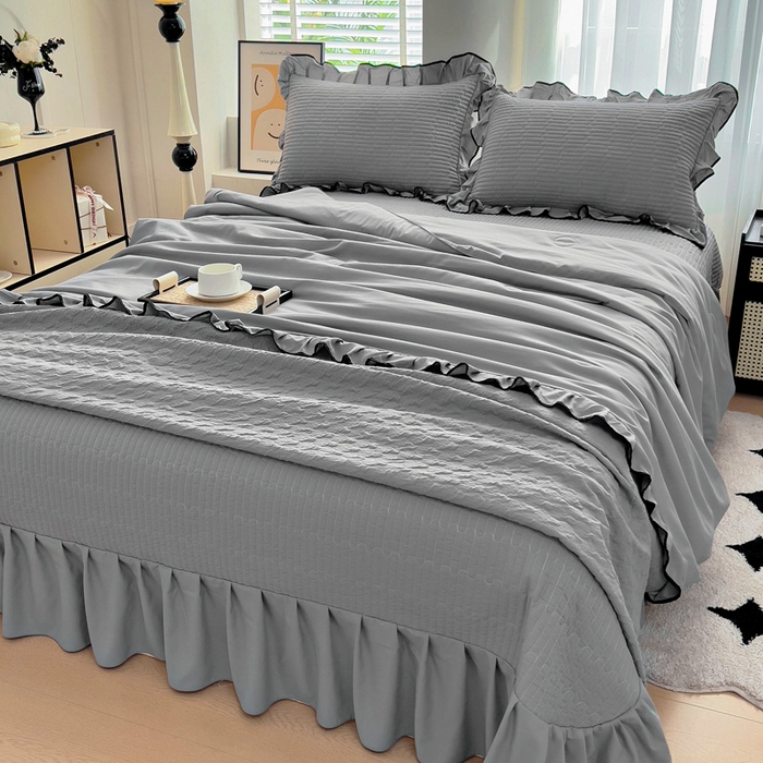 畅畅家纺 2026春夏新款A类法式花边爱丽莎夏被四件套 爱丽莎-绅士灰