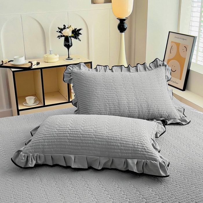 91家纺网 家纺一手货源 找家纺 畅畅家纺 2026春夏新款A类法式花边爱丽莎夏被四件套 爱丽莎-绅士灰