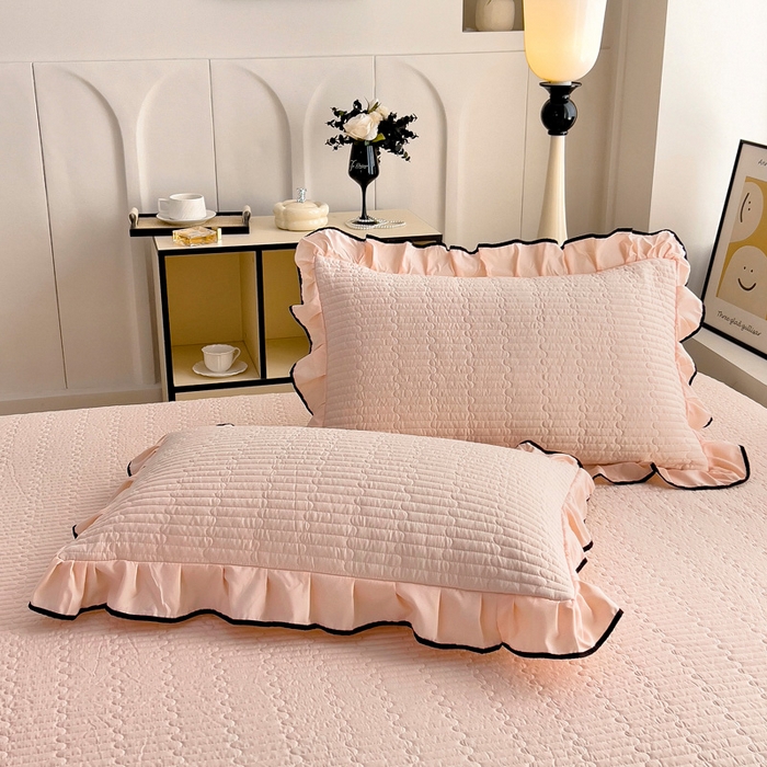 91家纺网 家纺一手货源 找家纺 畅畅家纺 2026春夏新款A类法式花边爱丽莎夏被四件套 爱丽莎-藕粉