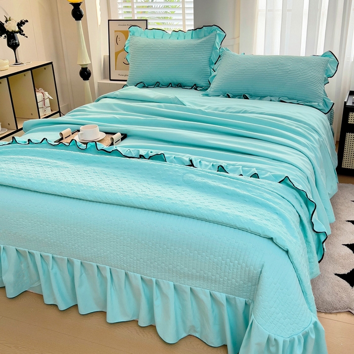 畅畅家纺 2026春夏新款A类法式花边爱丽莎夏被四件套 爱丽莎-水绿