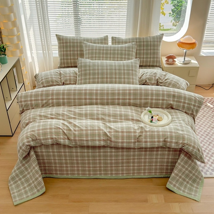 91家纺网 家纺一手货源 找家纺 （总）梦精灵家纺 2026新款全棉纯棉色织水洗棉四件套绗缝夹棉床盖防滑床单四季通用米单人学生宿舍