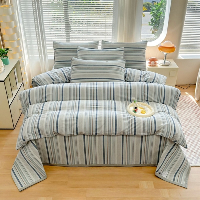 91家纺网 家纺一手货源 找家纺 （总）梦精灵家纺 2026新款全棉纯棉色织水洗棉四件套绗缝夹棉床盖防滑床单四季通用米单人学生宿舍