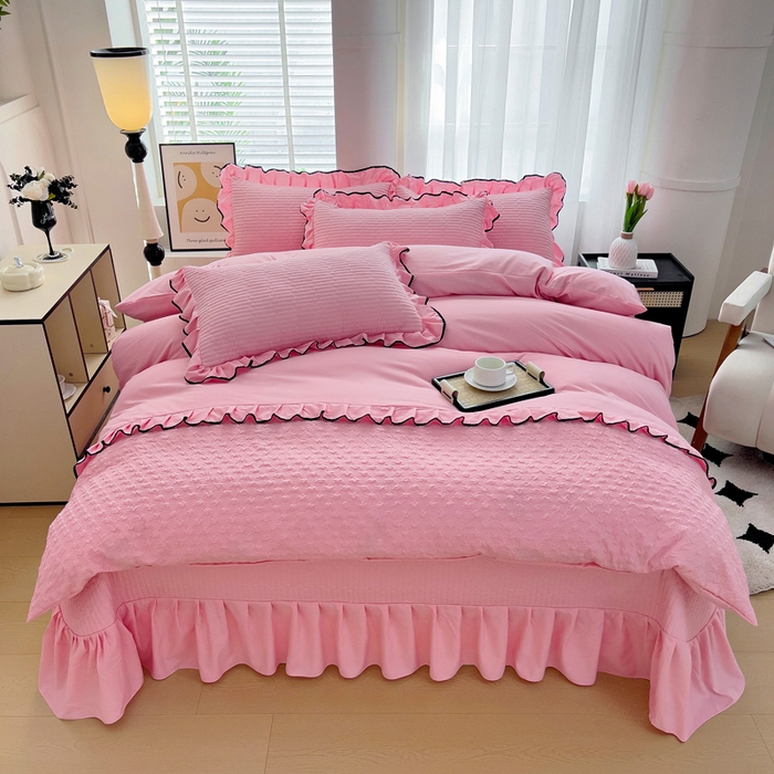 91家纺网 家纺一手货源 找家纺 （总）畅畅家纺 2026新款春夏时尚柔软水洗棉床盖被套四件套