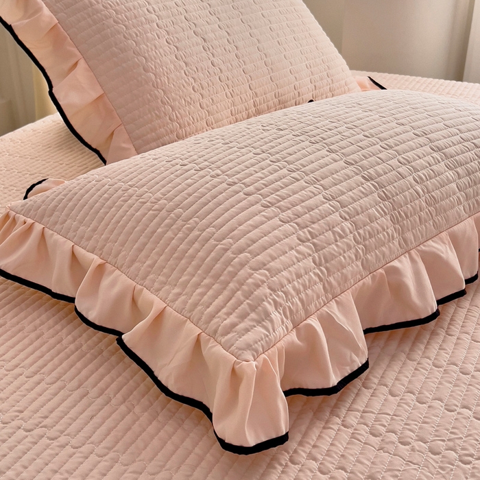 91家纺网 家纺一手货源 找家纺 畅畅家纺 2026新款春夏时尚柔软水洗棉床盖被套四件套 藕粉