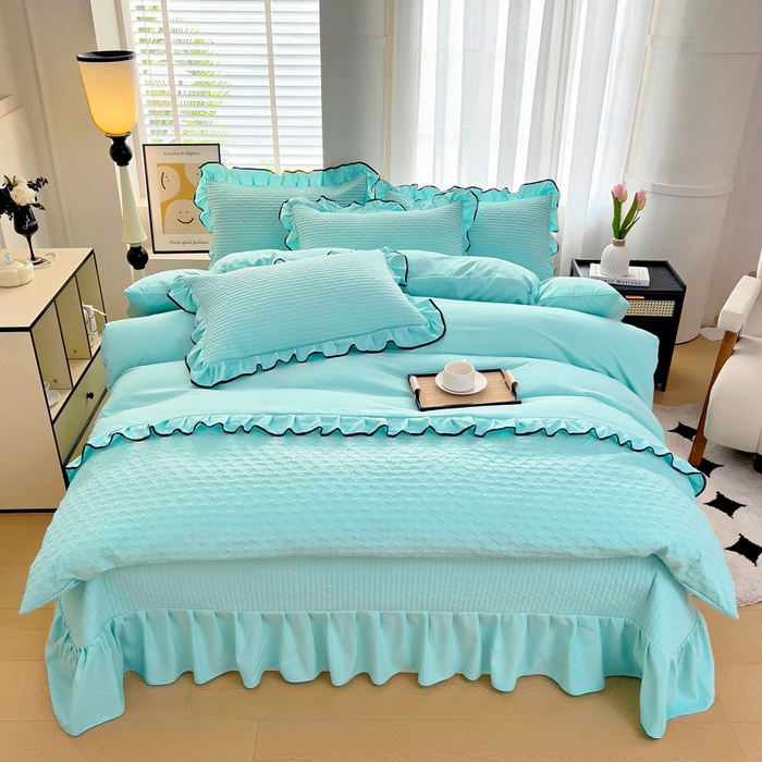 91家纺网 家纺一手货源 找家纺 （总）畅畅家纺 2026新款凉感丝唯美床裙夏被凉席三件套夏被四件套