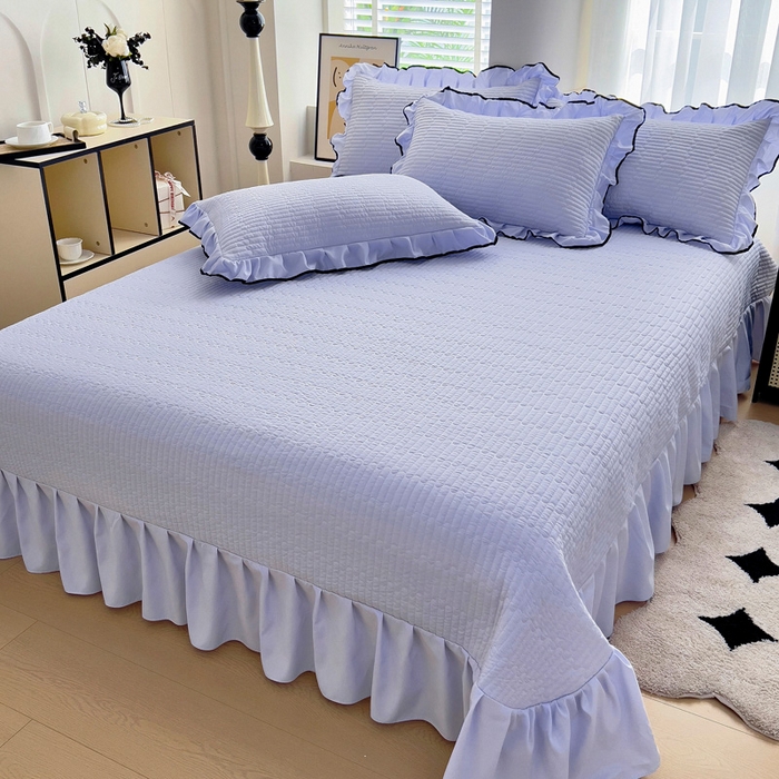 91家纺网 家纺一手货源 找家纺 畅畅家纺 2026新款春夏时尚柔软水洗棉床盖被套四件套 丁香紫