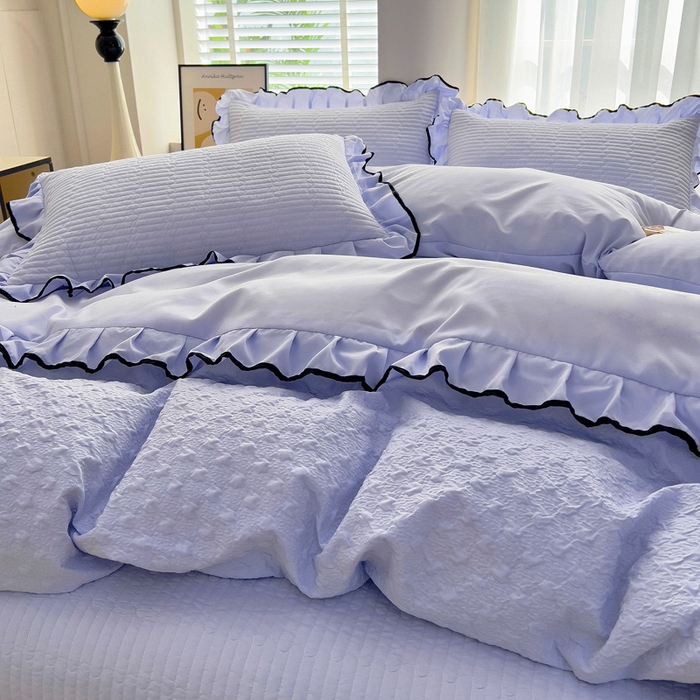 91家纺网 家纺一手货源 找家纺 畅畅家纺 2026新款春夏时尚柔软水洗棉床盖被套四件套 丁香紫