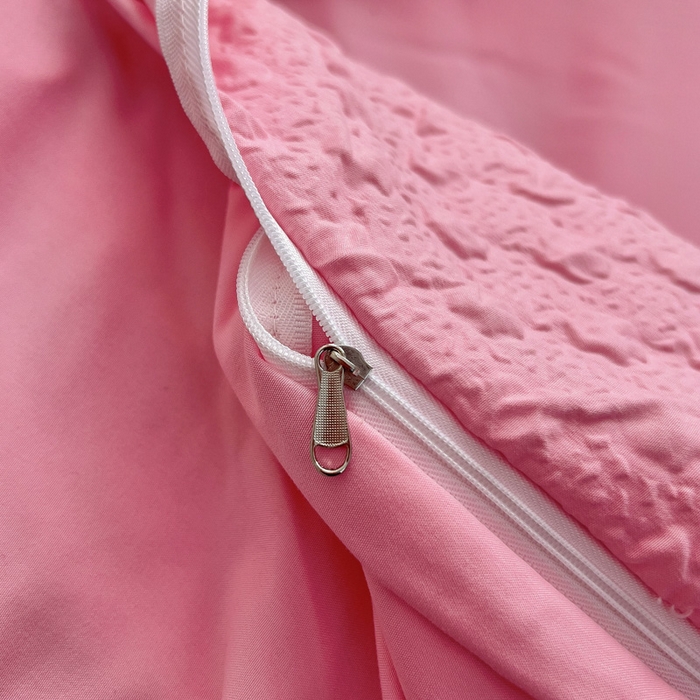 91家纺网 家纺一手货源 找家纺 畅畅家纺 2026新款春夏时尚柔软水洗棉床盖被套四件套 粉色