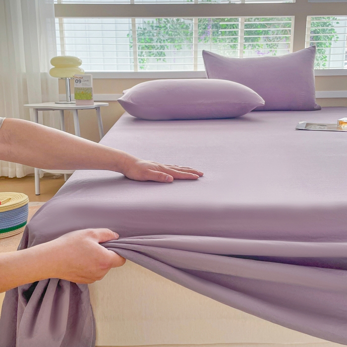 91家纺网 家纺一手货源 找家纺 牛魔王家居 2026新款糯糯棉床单枕套纯色床单 黛紫