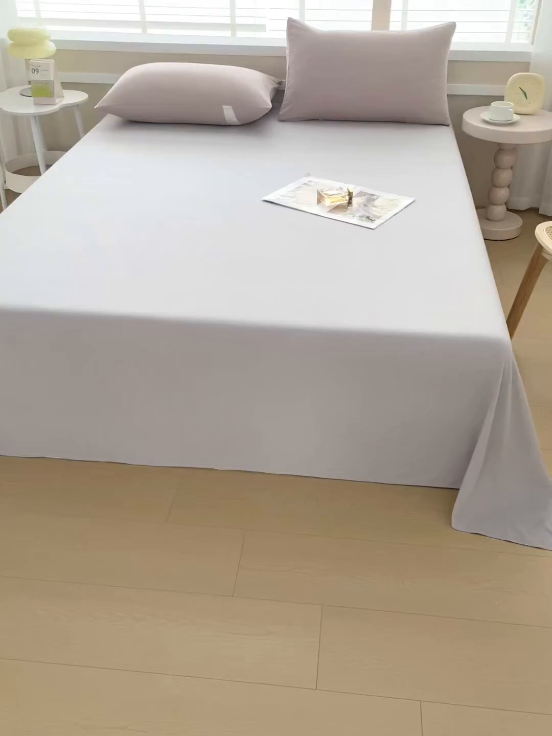 91家纺网 家纺一手货源 找家纺 牛魔王家居 2026新款糯糯棉床单枕套纯色床单 灰