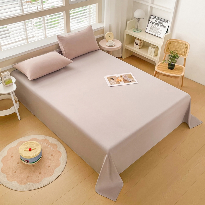 91家纺网 家纺一手货源 找家纺 牛魔王家居 2026新款糯糯棉床单枕套纯色床单 卡色