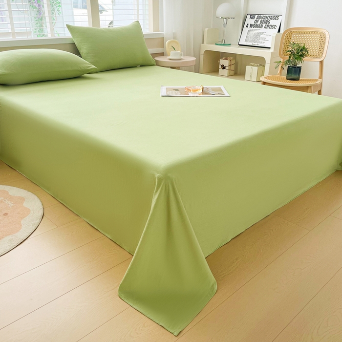 91家纺网 家纺一手货源 找家纺 牛魔王家居 2026新款糯糯棉床单枕套纯色床单 抹茶绿