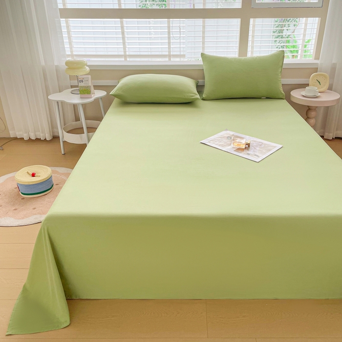 91家纺网 家纺一手货源 找家纺 牛魔王家居 2026新款糯糯棉床单枕套纯色床单 抹茶绿