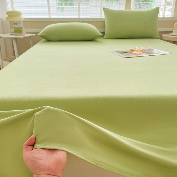 91家纺网 家纺一手货源 找家纺 牛魔王家居 2026新款糯糯棉床单枕套纯色床单 抹茶绿