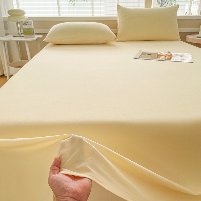 91家纺网 家纺一手货源 找家纺 牛魔王家居 2026新款糯糯棉床单枕套纯色床单 嫩黄