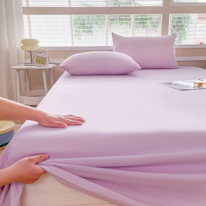 91家纺网 家纺一手货源 找家纺 牛魔王家居 2026新款糯糯棉床单枕套纯色床单 浅紫