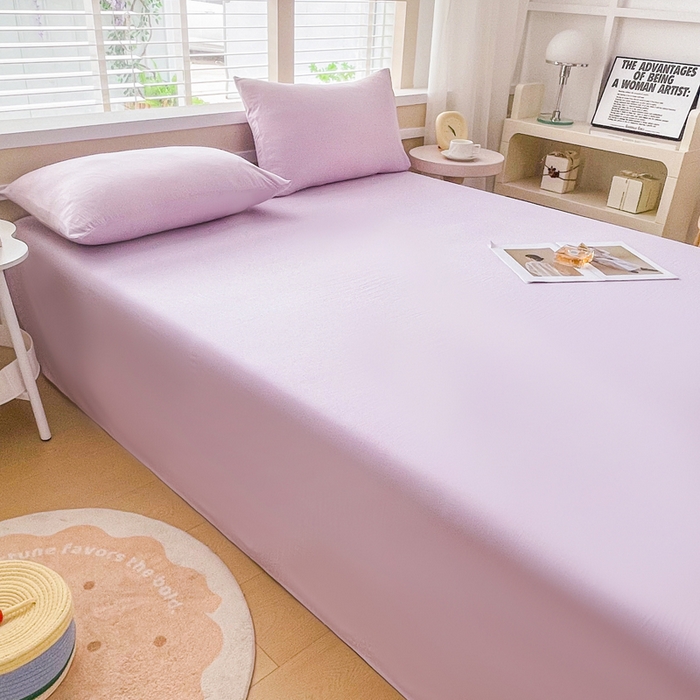 91家纺网 家纺一手货源 找家纺 牛魔王家居 2026新款糯糯棉床单枕套纯色床单 浅紫