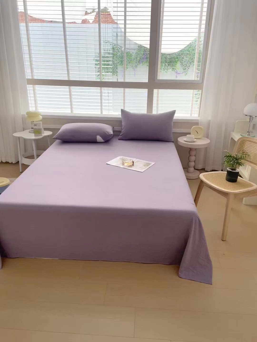91家纺网 家纺一手货源 找家纺 牛魔王家居 2026新款糯糯棉床单枕套纯色床单 浅紫