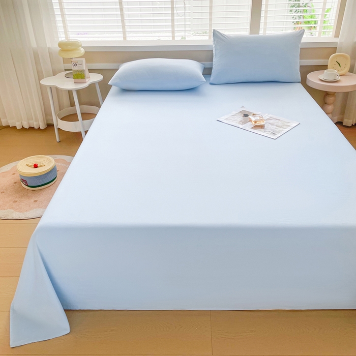 91家纺网 家纺一手货源 找家纺 牛魔王家居 2026新款糯糯棉床单枕套纯色床单 天蓝