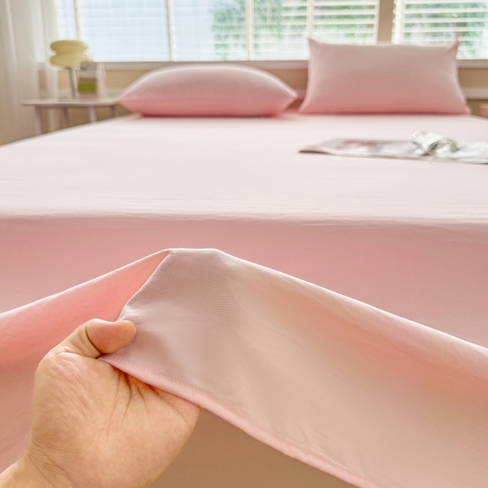 91家纺网 家纺一手货源 找家纺 牛魔王家居 2026新款糯糯棉床单枕套纯色床单 樱花粉