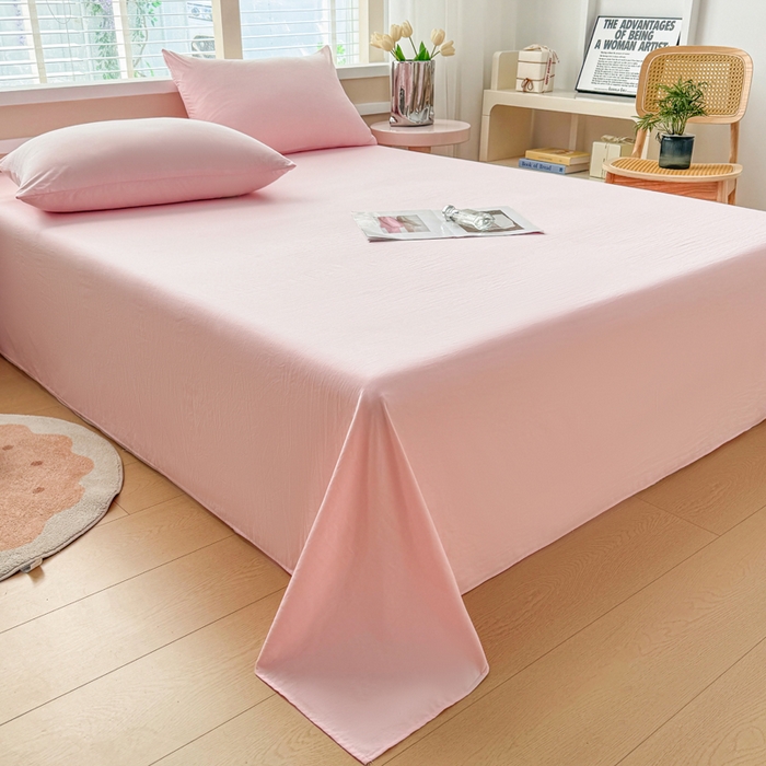 91家纺网 家纺一手货源 找家纺 牛魔王家居 2026新款糯糯棉床单枕套纯色床单 樱花粉