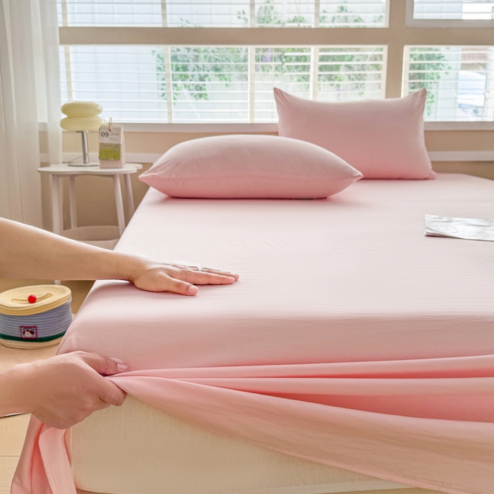 91家纺网 家纺一手货源 找家纺 牛魔王家居 2026新款糯糯棉床单枕套纯色床单 樱花粉